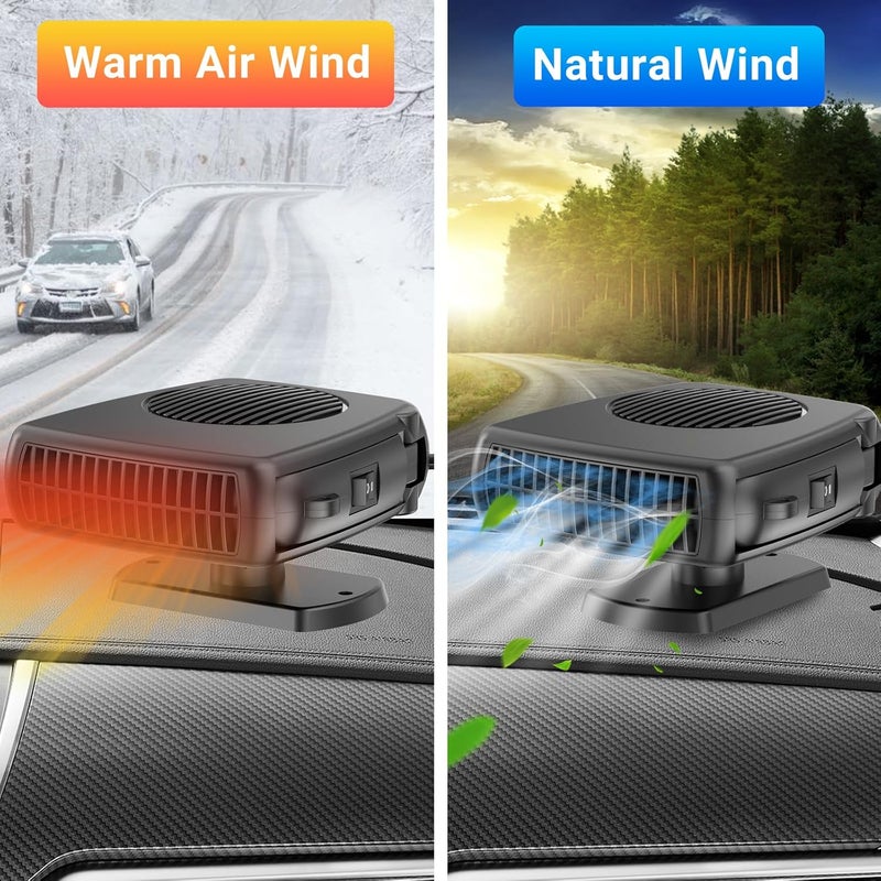 Ouffun 200W Car Heater, 12V Auto Part Vehicle Heater That Plugs into Cigarette Lighter, Portable Car Heaters and Defroster Windshield Defogger, Heaters for Vehicles with 360 Degree Rotary Base - Image 3